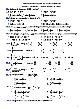 Tài liệu học phụ đạo môn Toán - Đề ôn tập kiểm tra Tích phân (Đề số 1) - Võ Đình Sanh